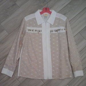 Morgan Cole White/Beige Embellished Zip Front Jacket.    Size L (22)